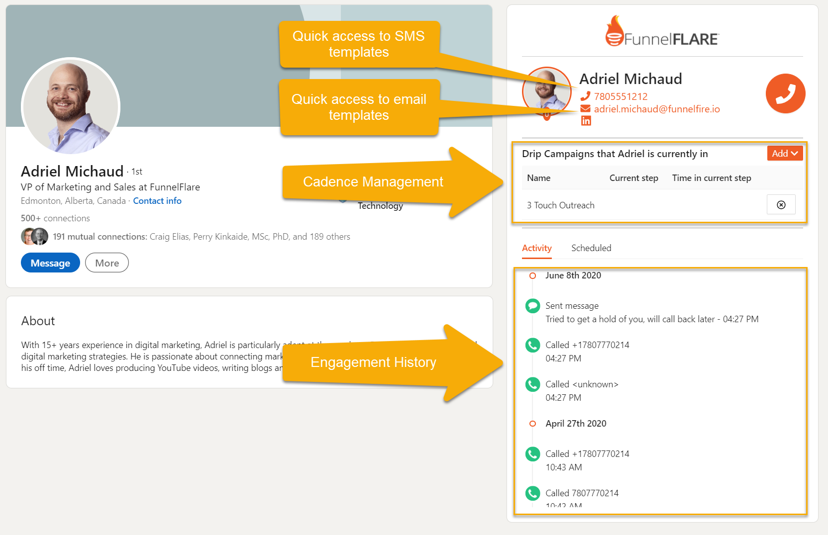 Linkedin contact panel