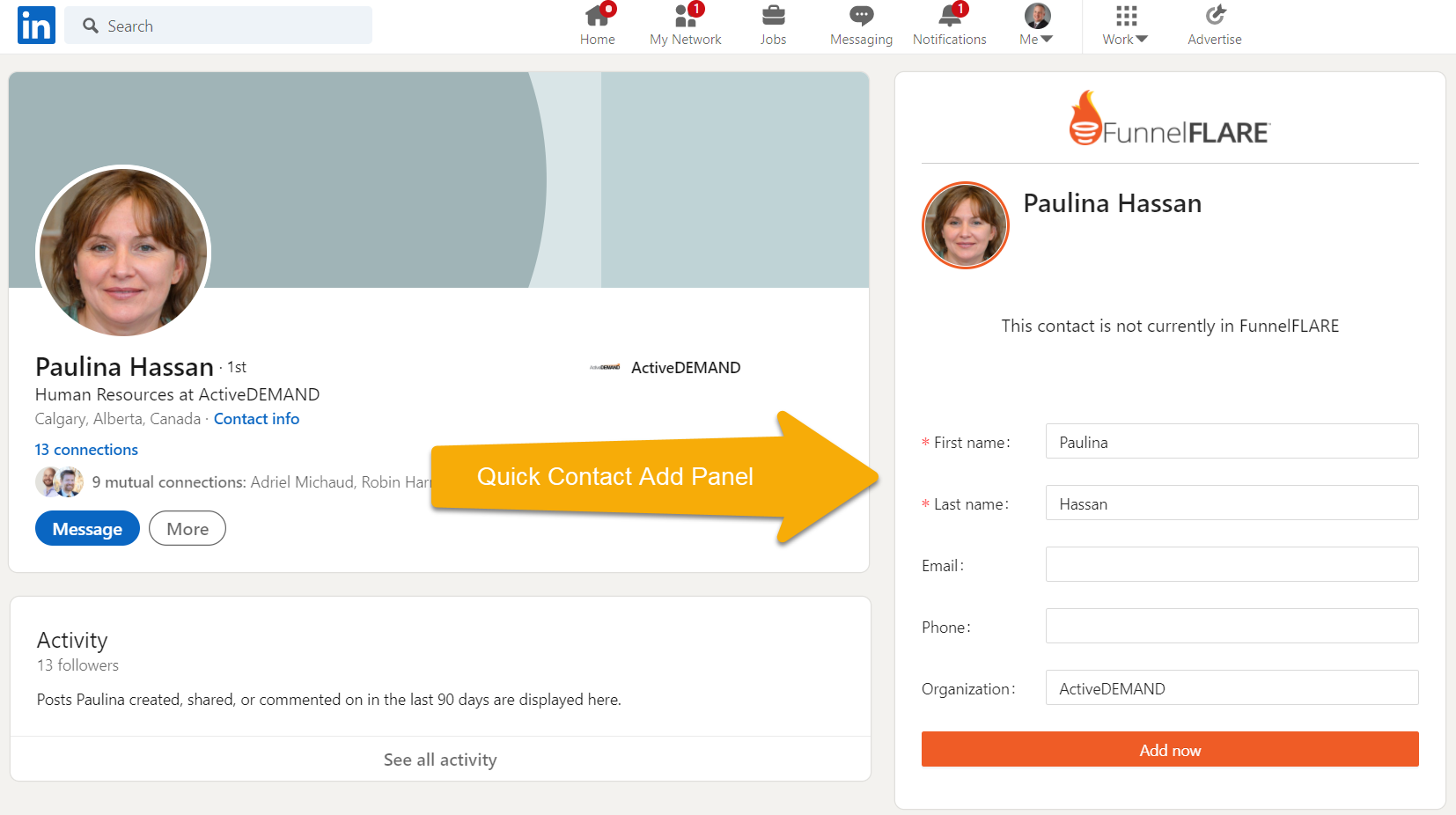 Add Contacts from LinkedIn